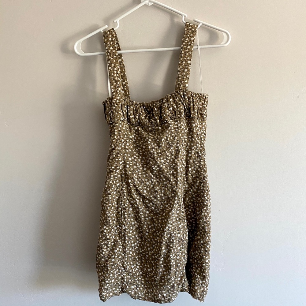 princess polly tan flower mini dress